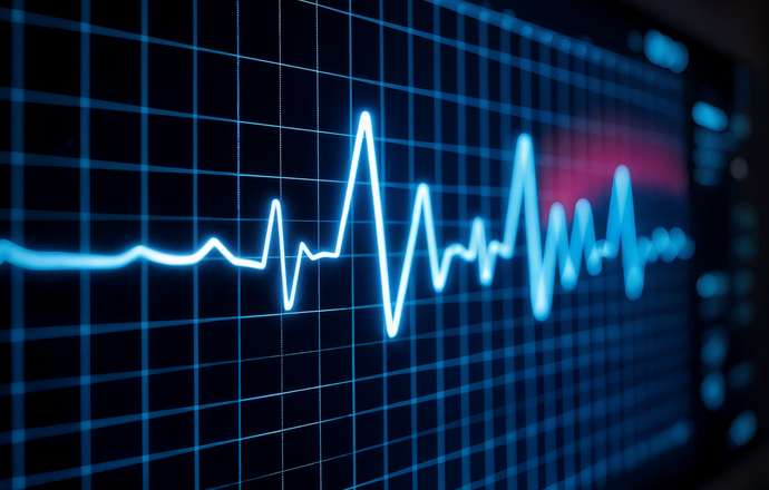 Kolorowa mapa EKG pokazuje rytm i kształt każdego uderzenia serca